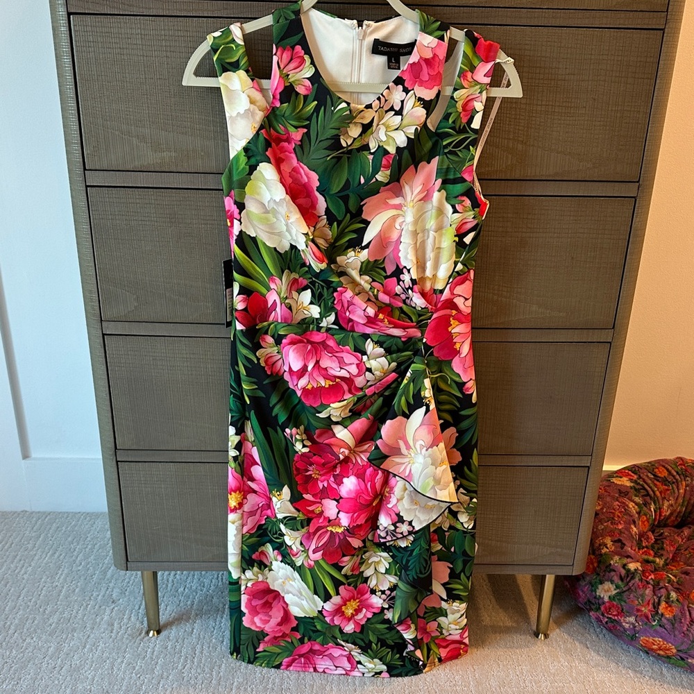 Tadashi Shoji Pink and Green Floral Dress - Picture 2 of 9